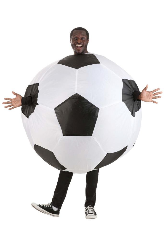 KIMU® Opblaas Kostuum Kinderen Voetbal 122 128 134 140 146 1, Kinderen en Baby's, Carnavalskleding en Verkleedspullen, Nieuw, Ophalen of Verzenden