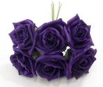 Foamroos Princess Kleurvast Donkerpaars 6 cm Bundel 6 stuks, Nieuw
