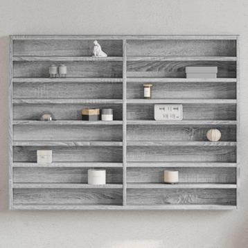 vidaXL Vitrinekast 100x8,5x75 cm bewerkt hout grijs sonoma, Verzenden