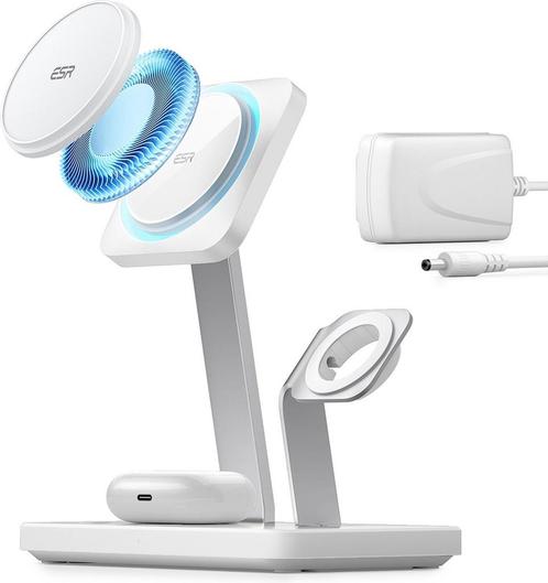 ESR HaloLock 3 in 1 Draadloze MagSafe Oplader 24W - voor, Telecommunicatie, Mobiele telefoons | Telefoon-opladers, Verzenden