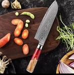 Couteau de cuisine - Acier de Damas, Acier, Carbone, Bois,, Antiek en Kunst, Antiek | Keukengerei