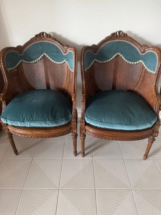 Fauteuil (2) - Kersenhout, riet - Luigi XVI, Antiek en Kunst, Curiosa en Brocante