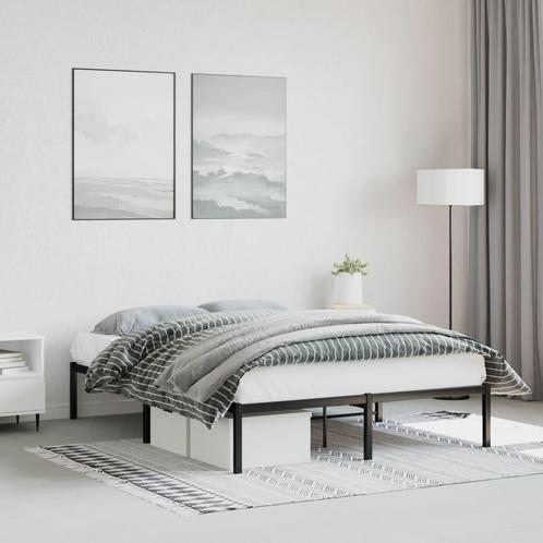 vidaXL Cadre de lit métal noir 135x190 cm, Maison & Meubles, Chambre à coucher | Lits, Neuf, Envoi