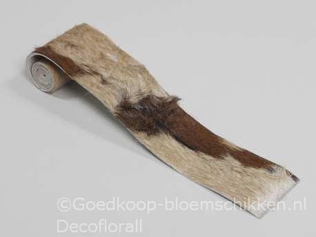 Kunstvel bontje Geit Bruin/wit 7 cm breed. Rol +/-1m bontje, Huis en Inrichting, Woonaccessoires | Kunstplanten en Kunstbloemen