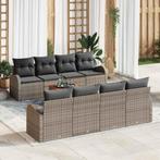 vidaXL Tuinbank Set met kussen 9 pcs Grijs poly rattan, Verzenden, Nieuw