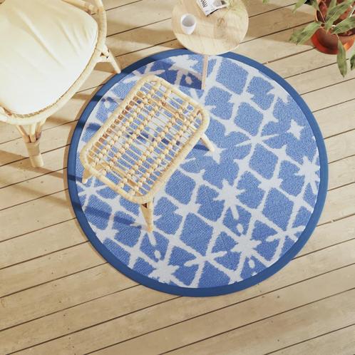 vidaXL Buitenkleed ARAKIL Ø120 cm polypropeen blauw en wit, Kinderen en Baby's, Speelgoed | Speelkleden, Nieuw, Verzenden