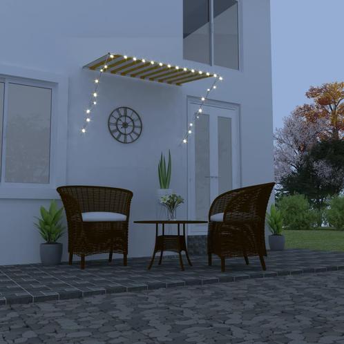 vidaXL Luifel uittrekbaar met LED 200x150 cm geel en wit, Jardin & Terrasse, Protection solaire, Envoi