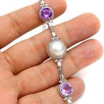 Elegante zilveren armband - natuurlijke zoetwaterparel -