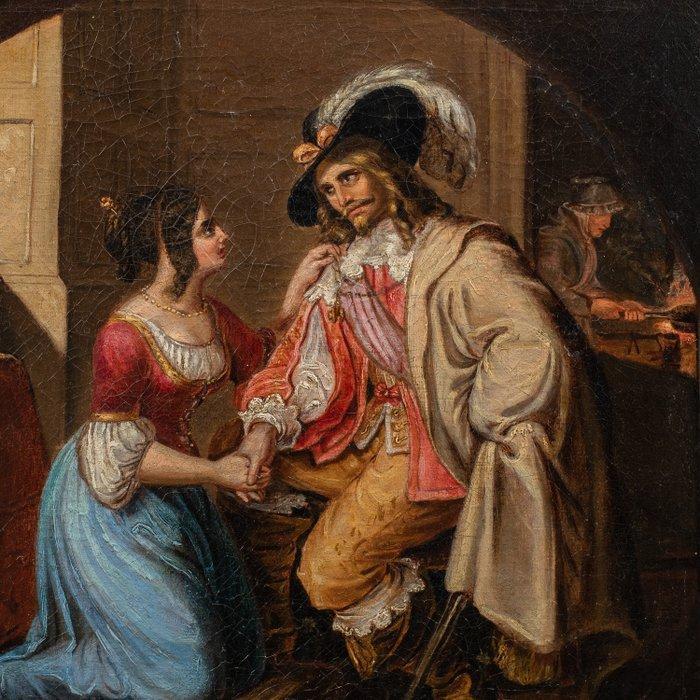 Italian Romantic school (XIX) - Lady and Musketeer, Antiek en Kunst, Kunst | Schilderijen | Klassiek