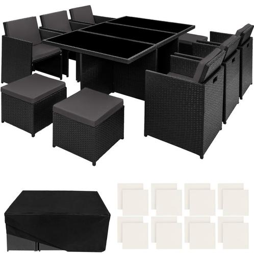 tectake Wicker zitgroep New York 6+4+1 met aluminium frame e, Tuin en Terras, Tuinsets en Loungesets, Verzenden