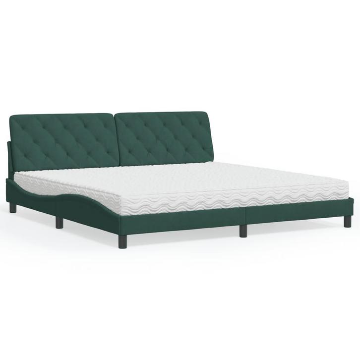 vidaXL Bed met matras fluweel donkergroen 200x200 cm, Huis en Inrichting, Slaapkamer | Bedden, Nieuw, Verzenden