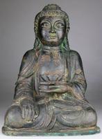 Antiek Boeddhabeeldje sculptuur brons Shakyamuni -
