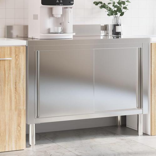 vidaXL Keukenwerktafel met schuifdeuren roestvrijstaal, Zakelijke goederen, Horeca | Overige, Verzenden