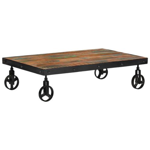 vidaXL Salontafel met wielen 100x60x26 cm massief gerecycled, Huis en Inrichting, Tafels | Salontafels, Nieuw, Verzenden