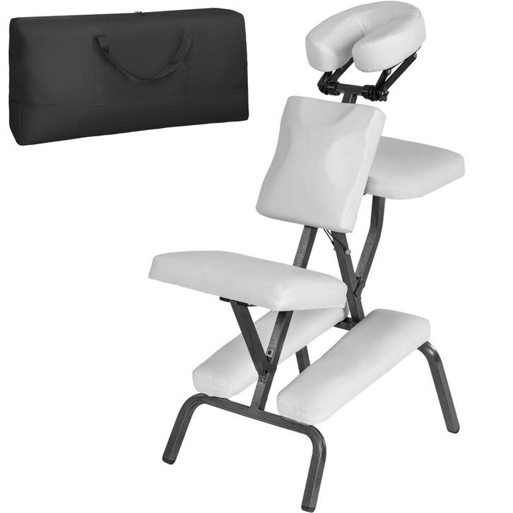tectake Massagestoel van imitatieleer - beige, Sport en Fitness, Massageproducten, Verzenden