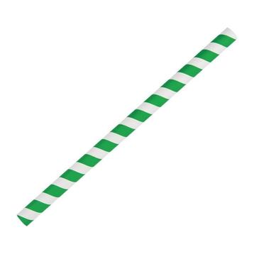 Groen/wit gestreepte papieren smoothie rietjes 21cm | 250, Verzenden