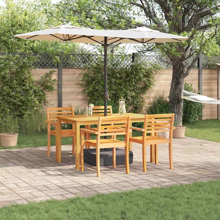 vidaXL Tuin Eettafel Set 5 pcs Bruin Massief Acacia Hout, Tuin en Terras, Tuinsets en Loungesets, Nieuw, Verzenden