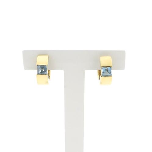 Gouden klapcreolen met topaas | Ø 16,7 mm (gouden oorringen, Handtassen en Accessoires, Oorbellen, Overige kleuren, Gebruikt, Met edelsteen
