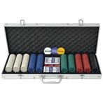 vidaXL Pokerset met 500 chips aluminium, Hobby en Vrije tijd, Verzenden, Nieuw