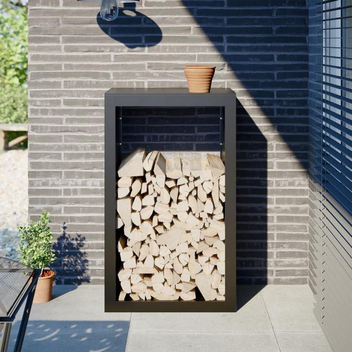 vidaXL Haardhoutrek 60x40x100 cm staal zwart, Tuin en Terras, Brandhout, Verzenden