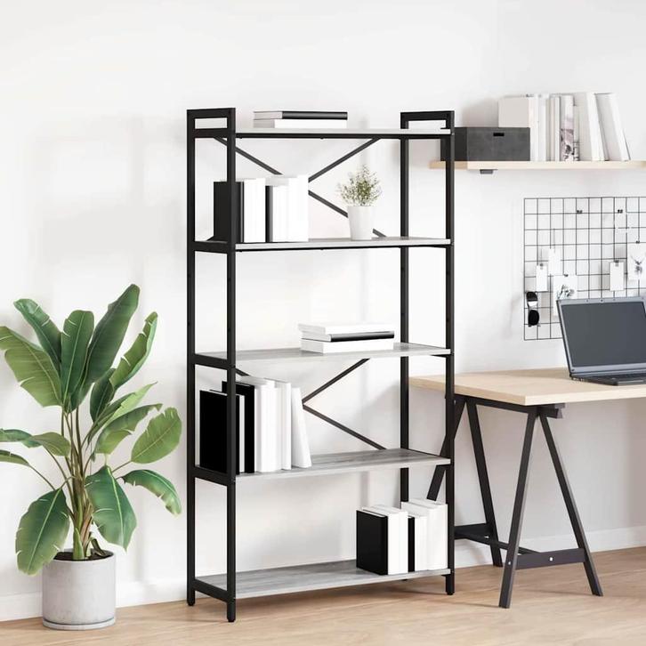 vidaXL Boekenkast Grijs sonoma 80 x 30 x 153 cm Bewerkt hout, Huis en Inrichting, Kasten | Boekenkasten, Nieuw, Verzenden