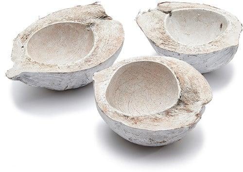 Kokosnoot White Wash halve 15-20 cm per stuk, Huis en Inrichting, Woonaccessoires | Kunstplanten en Kunstbloemen, Nieuw