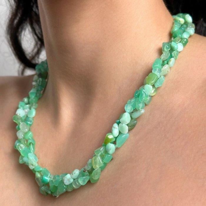 Torchon van 3 draden natuurlijke multisfumura crisopraas met, Verzamelen, Mineralen en Fossielen