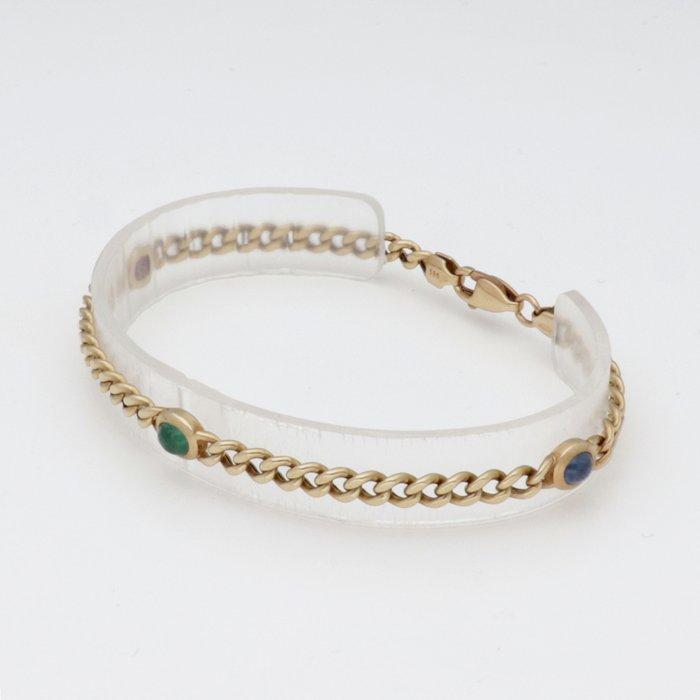 Armband - 14 karaat Geel goud - Saffier, smaragd, robijn, Handtassen en Accessoires, Armbanden