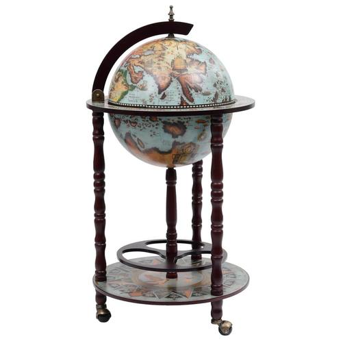 vidaXL Bar sous forme de globe Bois deucalyptus Bleu, Maison & Meubles, Accessoires pour la Maison | Porte-bouteilles, Neuf, Envoi