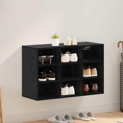 vidaXL Schoenenkast Zwart eiken 77,5 x 30 x 51 cm Bewerkt, Huis en Inrichting, Kasten | Schoenenkasten, Nieuw, Verzenden