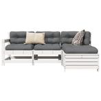 vidaXL 4-delige Loungeset massief grenenhout wit, Tuin en Terras, Tuinsets en Loungesets, Verzenden, Nieuw, Loungeset