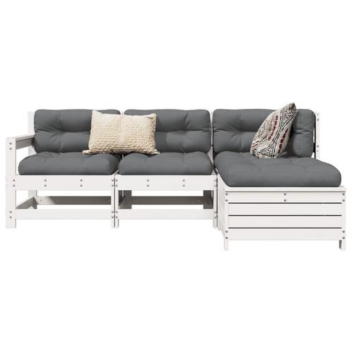 vidaXL 4-delige Loungeset massief grenenhout wit, Tuin en Terras, Tuinsets en Loungesets, Loungeset, Nieuw, Verzenden
