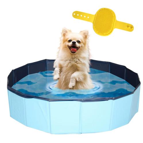 Lendo Online Hondenzwembad met borstel Ø80x20cm PVC Blauw, Dieren en Toebehoren, Hondenspeelgoed, Verzenden