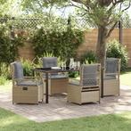 vidaXL Tuin Eettafel Set 5 Stuks Beige Poly Rattan, Verzenden, Nieuw