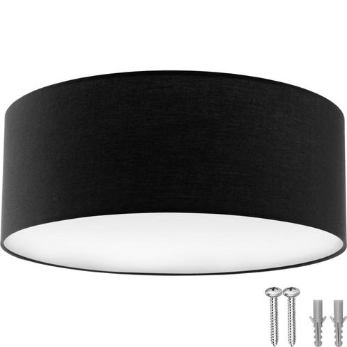 tectake Plafondlamp Circum, textielkap in linnenlook - zwart, Huis en Inrichting, Lampen | Hanglampen, Verzenden
