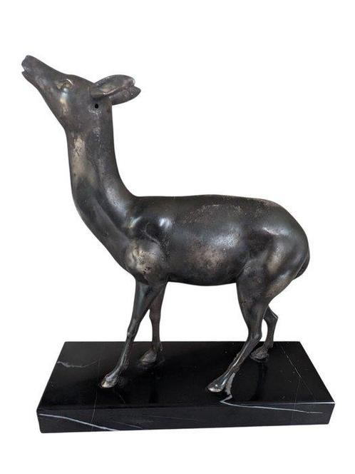 Sculpture, Biche figé - 27 cm - Bronze, Régule, Antiek en Kunst, Curiosa en Brocante