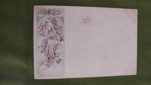 Fantasie, Alfons Mucha - Seizoenen - Ansichtkaart -, Collections, Cartes postales | Étranger