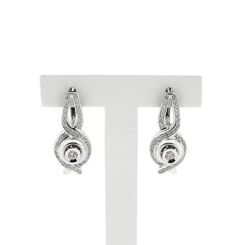 Witgouden oorbellen met diamant | 0,59 ct. (luxe sieraden), Handtassen en Accessoires, Oorbellen, Overige kleuren, Gebruikt, Met edelsteen