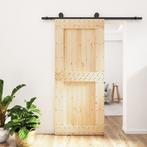 vidaXL Schuifdeur met beslag 90x210 cm massief grenenhout, Doe-het-zelf en Bouw, Deuren en Vliegenramen, Verzenden, Nieuw