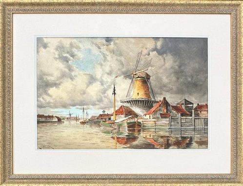 Louis Van Straaten (1836-1909) - Unloading The Catch, Antiek en Kunst, Kunst | Schilderijen | Klassiek
