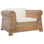 vidaXL Fauteuil met kussens natuurlijk rattan, Huis en Inrichting, Verzenden, Nieuw