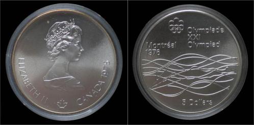 Canada 5 dollar 1976- Montreal olympics- swimmer zilver, Postzegels en Munten, Munten en Bankbiljetten | Toebehoren, Verzenden