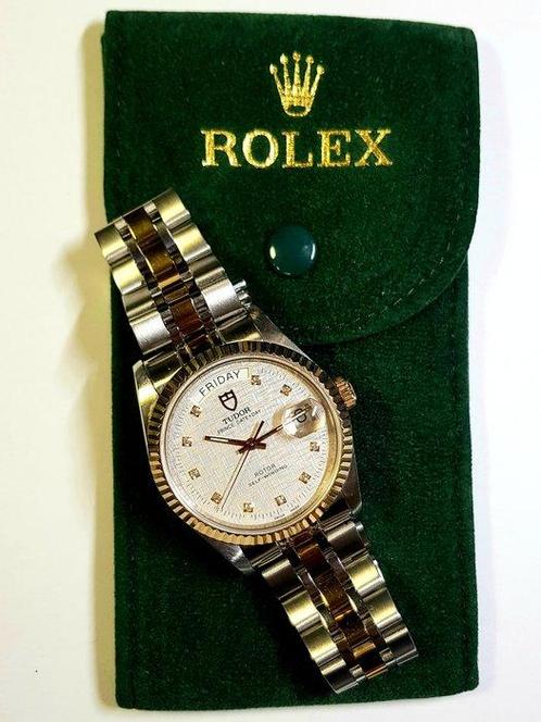 Tudor - Prince Date+Day - SILVER DIAMOND - Zonder, Handtassen en Accessoires, Horloges | Antiek