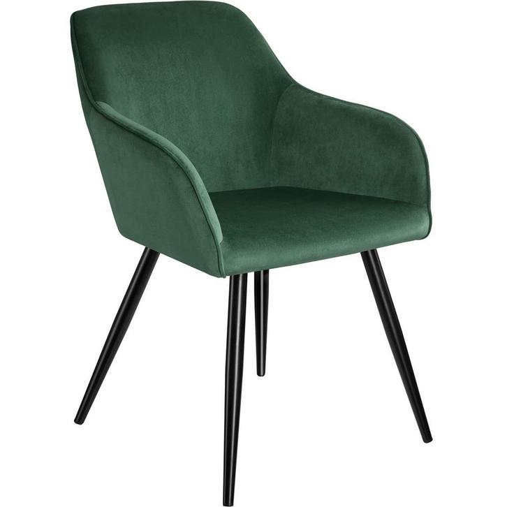 tectake Eetkamerstoel Marilyn fluweellook, zwarte stoelpoten, Huis en Inrichting, Stoelen, Verzenden