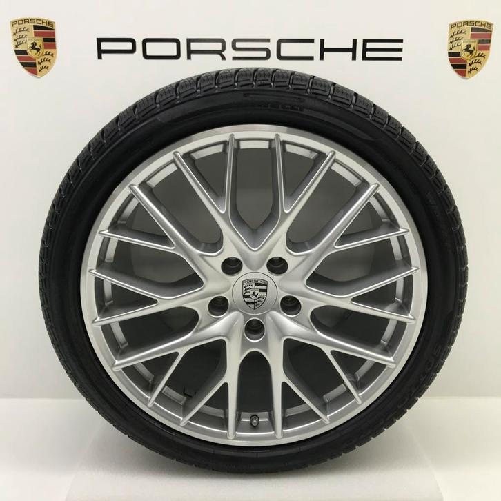 Porsche Panamera (971) 21 SportDesign Zilver/Alu winterset, Auto-onderdelen, Banden en Velgen, 21 inch, Winterbanden, 315 mm, Personenwagen