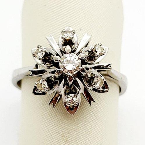 Bague - 18 carats Or blanc Diamant (Naturelle), Handtassen en Accessoires, Ringen