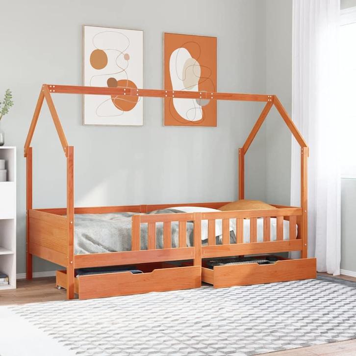 vidaXL Kinderbedframe 90x200 cm massief grenenhout, Huis en Inrichting, Slaapkamer | Bedden, Nieuw, Verzenden