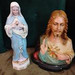 Set van 2 religieuze voorwerpen - Madonna - Jezus (2) -, Antiek en Kunst