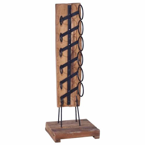 vidaXL Wijnrek voor 6 flessen 35x35x100 cm massief teakhout, Huis en Inrichting, Woonaccessoires | Wijnrekken, Nieuw, Verzenden