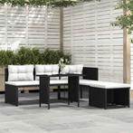 vidaXL 4-delige Loungeset poly rattan zwart, Verzenden, Nieuw, Loungeset